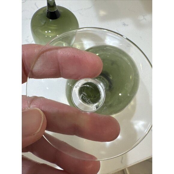 Fostoria Green Water Wine Delicate Drink Glass Goblet Stemware Set Of 2 - Picture 7 of 8